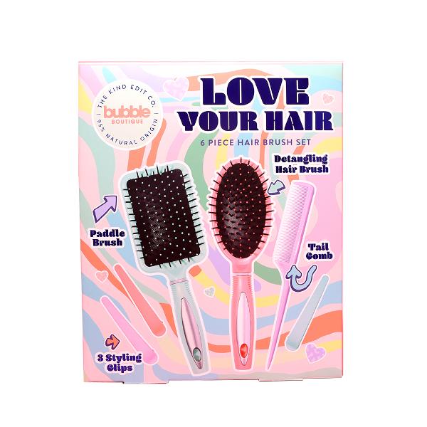 The Kind Edit Co. Bubble Boutique Love your Hair 6pcs Hair Brush Gift Set